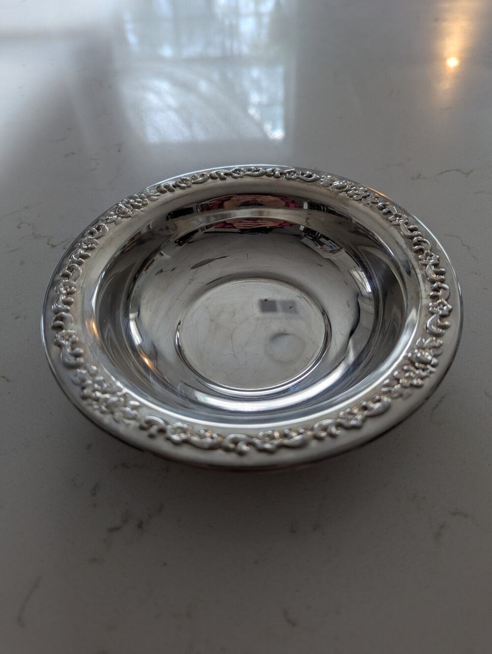 Sheridan Silver Plated Floral Rimmed 6.5" Bowl Antique Candy Dish Traditional